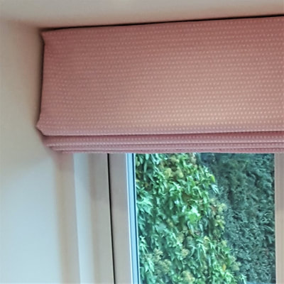 Girl's pink bedroom makeover, bespoke Roman Blind by lucyjinteriors Surrey